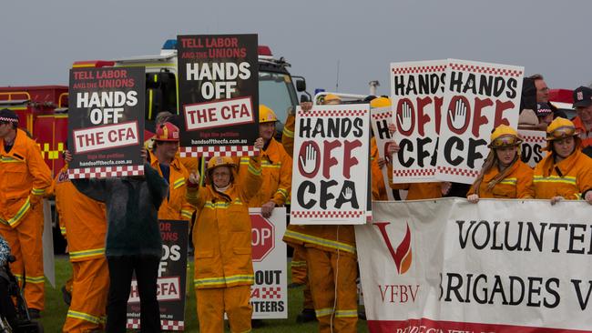 The Liberals are reminding voters about the CFA issue when they vote. Picture: Paul Moloney