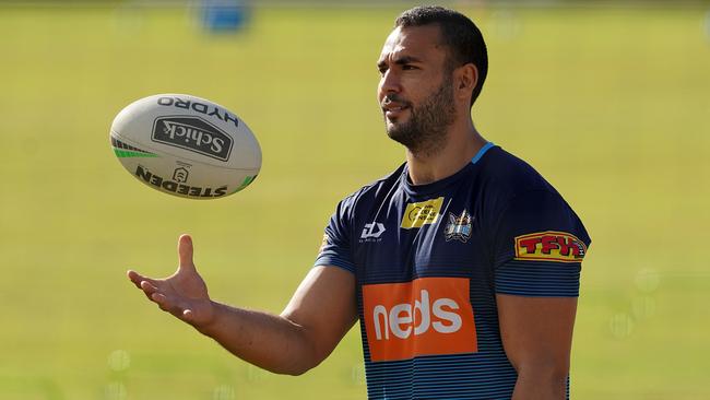 Ryan James looks on from the sideline during a Titans training session last month.