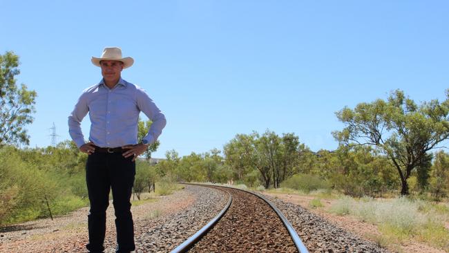 Queensland Member for Traeger Robbie Katter on a section of the railway between Mt Isa and Townsville