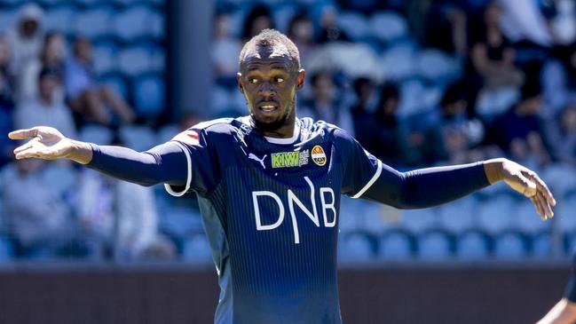 Jamaican sprint legend Usain Bolt playing in a friendly for Stromsgodset in Norway two months ago