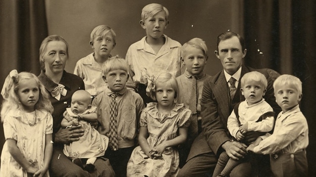 Niels Korsgaard with his parents Kresten and Mariane along with nine siblings. Picture: Supplied