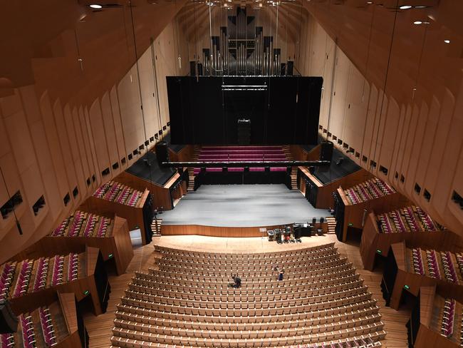 The Concert Hall of the Sydney Opera House is seen before closing for the biggest upgrade in its 46-year history in Sydney, Wednesday, January 29, 2020. (AAP Image/Dean Lewins) NO ARCHIVING