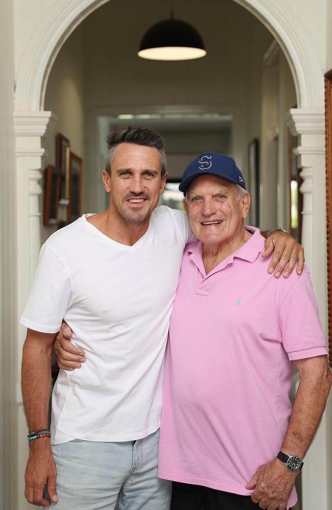 Lee Carseldine with his father, Stuart, at his home in Brisbane’s south. Picture: Peter Wallis