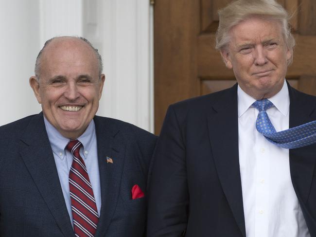 Donald Trump and his personal lawyer Rudy Giuliani. Picture: AFP