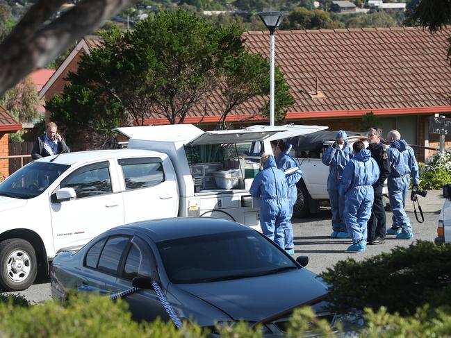 Tasmania Police at the scene of the Mornington death in 2020. Picture: Nikki Davis-Jones