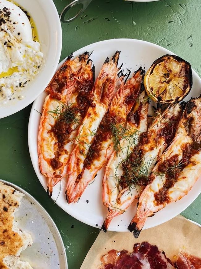 Totti's prawn dish, with four prawns, costs $66. Picture: Instagram