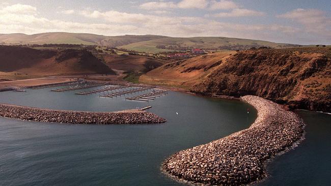 Aerial view of marina at Wirrina Cove Resort. /SA/Wirrina