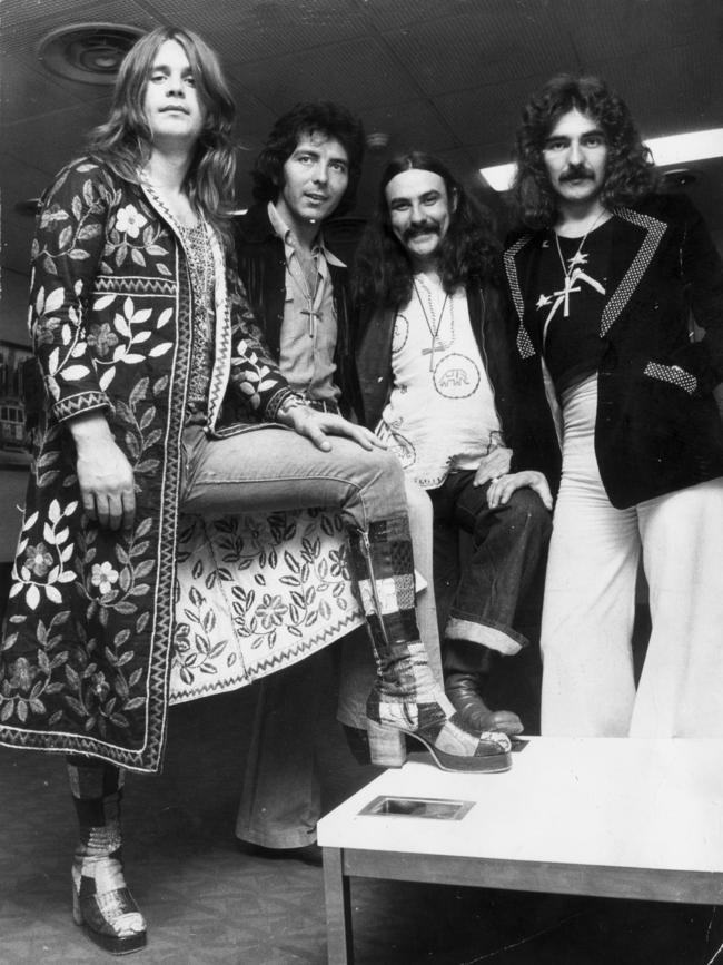 Ozzy Osbourne (L) with Black Sabbath rock band members.