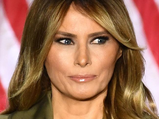 TOPSHOT - US First Lady Melania Trump addresses the Republican Convention during its second day from the Rose Garden of the White House August 25, 2020, in Washington, DC. (Photo by Brendan Smialowski / AFP)