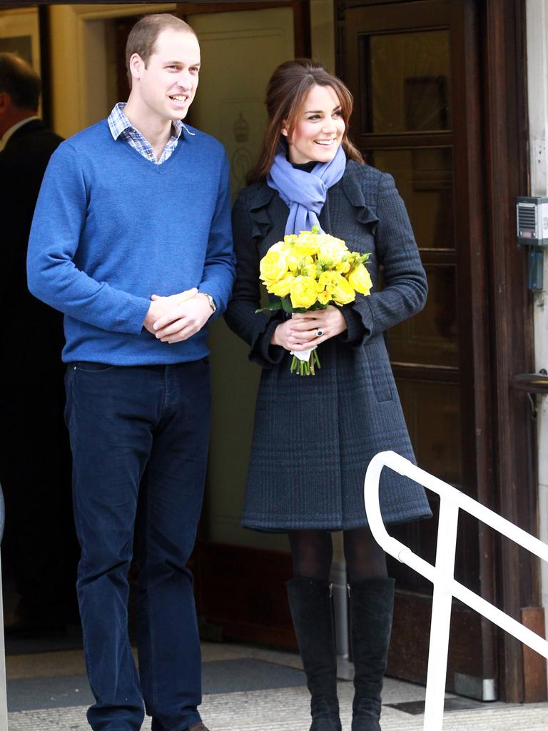 William and Kate leaving the King Edward VII hospital where she has been treated for hyperemesis gravidarum on December 6, 2012. Picture: Fred Duval/Getty Images