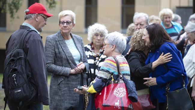 Sue Neill-Fraser supporters outside the Supreme Court in Hobart in March 2021. Picture: Chris Kidd