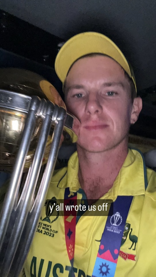 Adam Zampa with the trophy.