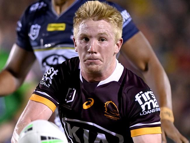 Teenager Tom Dearden impressed at halfback against the Cowboys. Picture: Bradley Kanaris/Getty Images