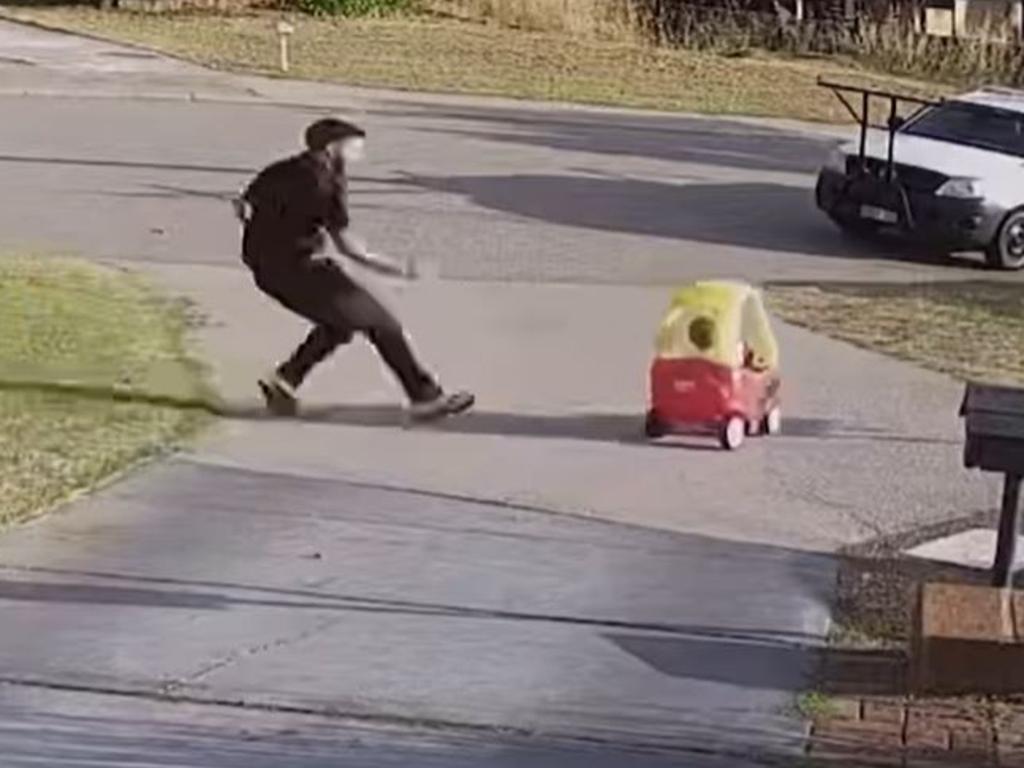 Mr Nash abandoned the mower to stop his little boy … Picture: Facebook