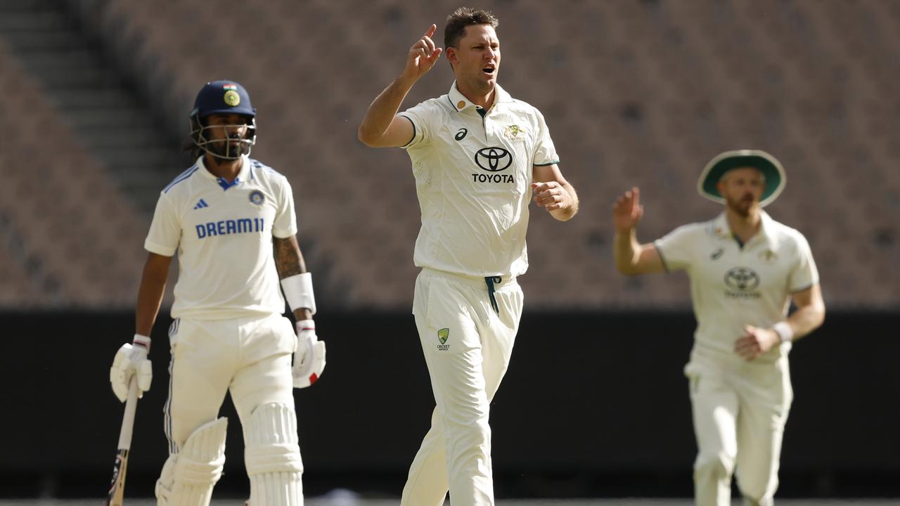 Tasmanian all-rounder Beau Webster has match figures of 5-33 going into the third day of the Australia A vs. India A game. Picture: Darrian Traynor / Getty Images