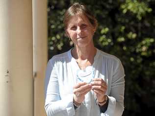 Michele Bowling with one of the blue hearts she is hoping people will wear to raise money and awareness for mental awareness on the anniversary of her son's death Daniel, who took his own life on November 30 2017. Picture: Jarrard Potter