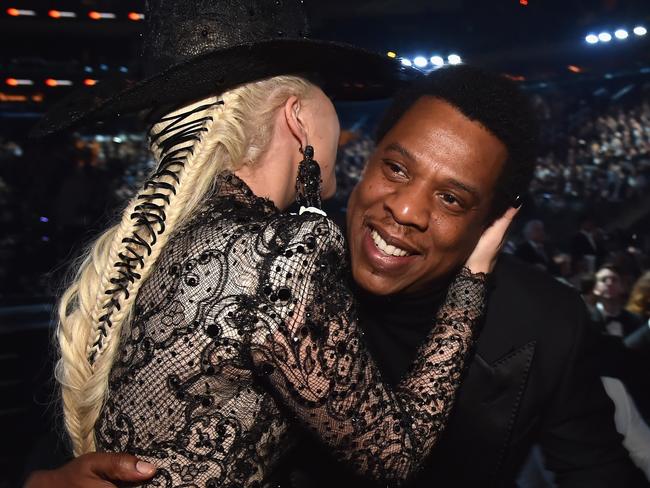 Recording artists Lady Gaga and Jay Z attend the 60th Annual GRAMMY Awards. Picture: Getty