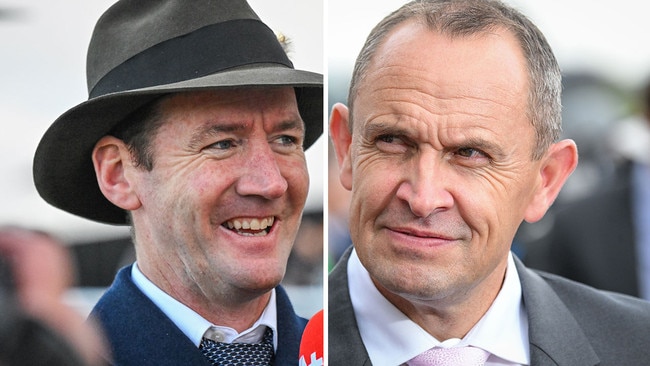 Champion trainers Ciaron Maher (left) and Chris Waller.