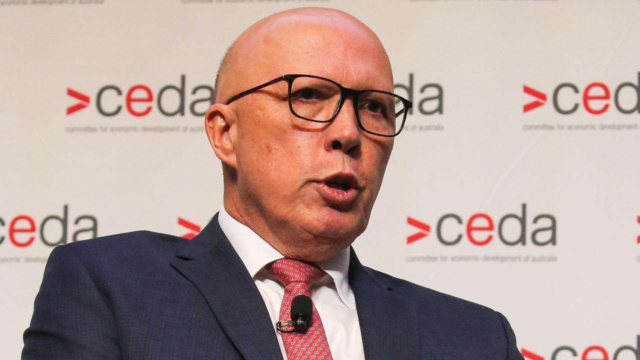 Opposition Leader Peter Dutton has also said Australia needs to nuclear energy if it wants to compete in addresses a CEDA lunch on nuclear policy: A Nuclear Powered Australia – could it work? in Sydney today. Picture: NewsWire / Gaye Gerard