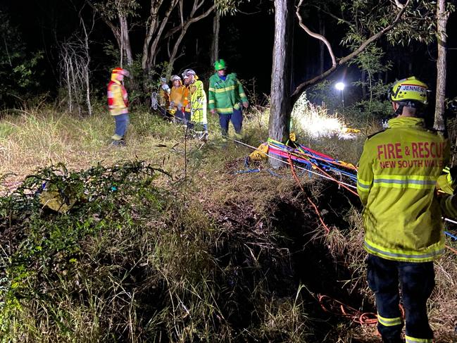 Crews worked together to extract the boy in the dark. Picture: Supplied.