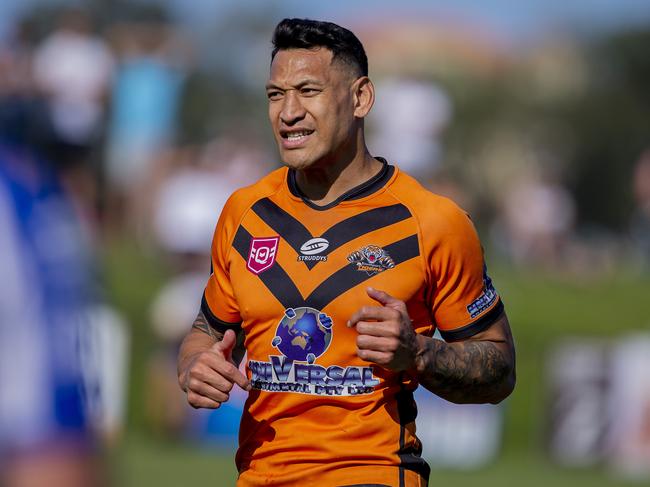 Southport Tigers player, Israel Folau, in again action against the Tugun Seahawks in the RLGC Semi-Finals being played at the Seahawks home field in Bilinga on Sunday. Picture: Jerad Williams