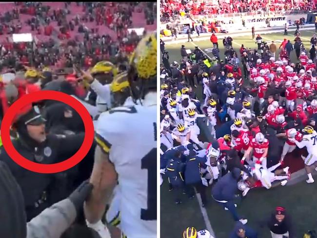 Cameras captured the pepper spray moment. Photo: Twitter, Fox College Football.