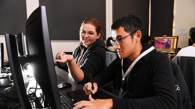 Film students Brent Leung and Bridget Dinning studying visual effects. Picture Mark Brake