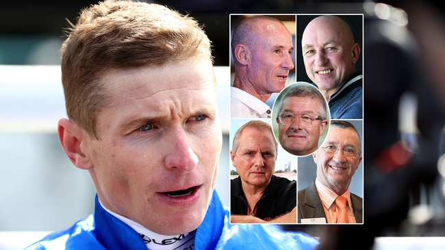 Jockey James McDonald has drawn praise from greats of the game, including (inset, clockwise from top left) Glen Boss, Jim Cassidy, Malcolm Johnston, Shayne Dye and (centre) Darren Beadman.