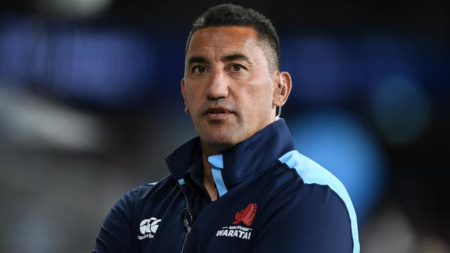 Waratahs coach Daryl Gibson during the Round 11 Super Rugby match between the New South Wales Waratahs and the Sharks at Bankwest Stadium in Sydney, Saturday, April 27, 2019. (AAP Image/Joel Carrett) NO ARCHIVING, EDITORIAL USE ONLY