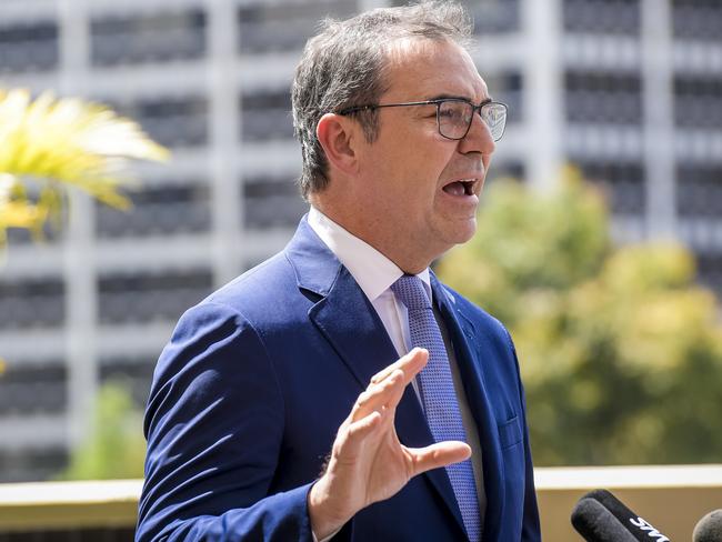 SA Health / Premier Steven Marshall  Presser.Hilton Hotel . South Australian Premier Steven Marshall  holding a press conference at the Hilton Hotel. Monday October 12 2020 Pic Roy Van Der Vegt