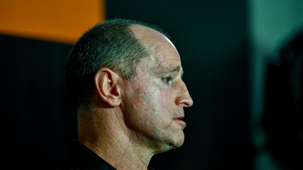 Wests Tigers' new coach Michael Maguire is seen at a Wests Tigers press conference in Sydney, Monday, November 19, 2018. (AAP Image/Brendan Esposito) NO ARCHIVING