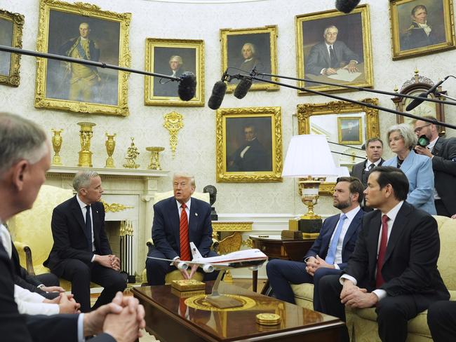 President Donald Trump meets Canadian Prime Minister Mark Carney in the Oval Office of the White House, Tuesday, May 6, 2025, in Washington. Picture: AP Photo/Evan Vucci