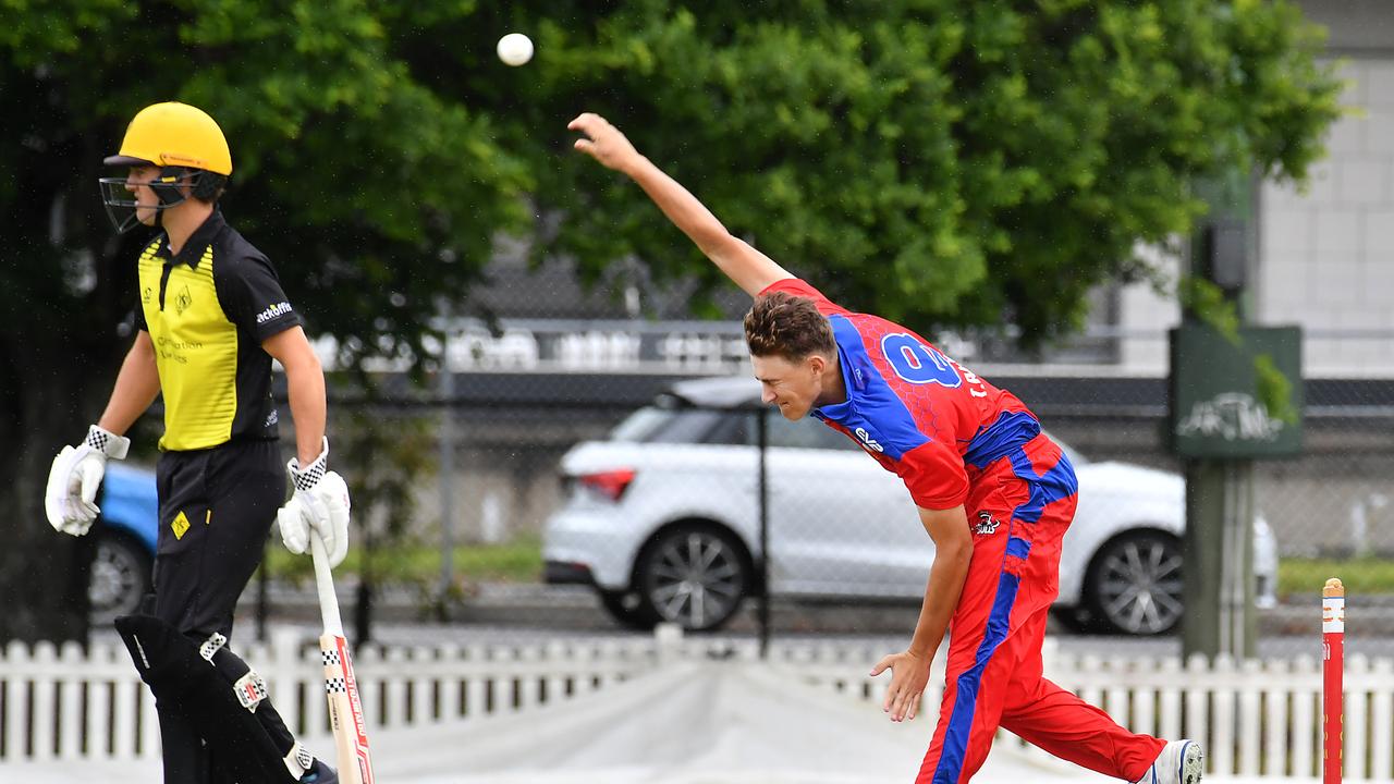 Toombul bowler Thomas Balkin. Picture, John Gass