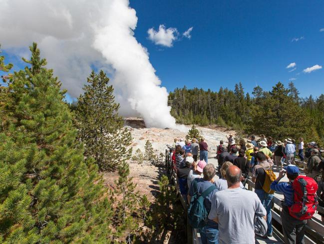 Normally dormant, Steamboat geyser blows in Yellowstone National Park for the fourth time in seven weeks.