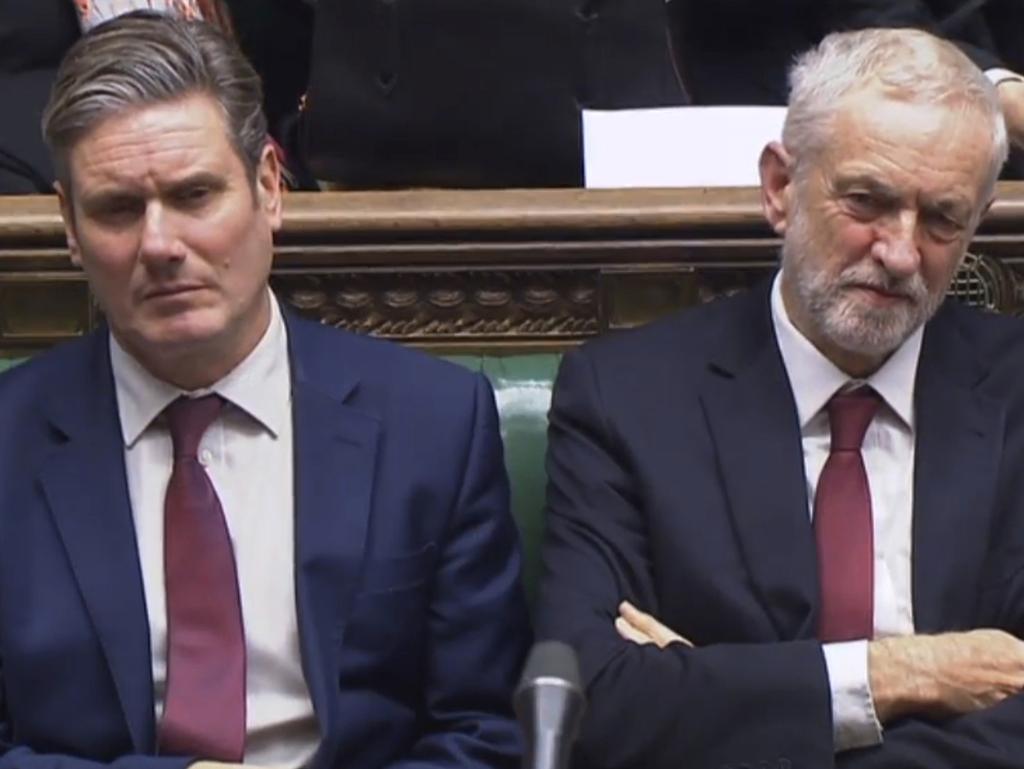 Shadow Secretary of State for Exiting the European Union Keir Starmer, left, and Labour Party leader Jeremy Corbyn, listen to Prime Minister Theresa May's statement on Brexit. Picture: AP