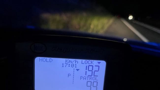 The motorcyclist was busted travelling at 192km/h in a 100 zone at Bauple.