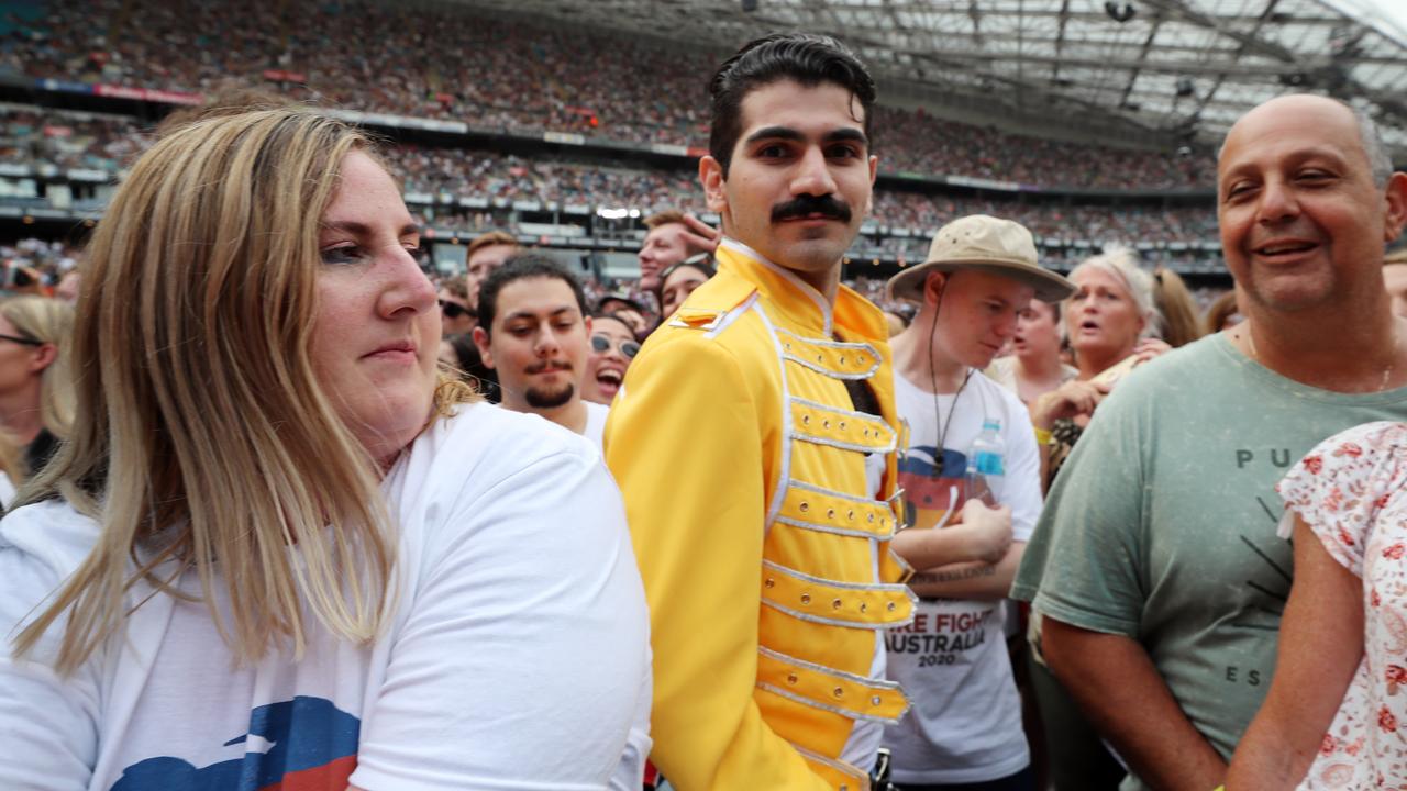 Just guessing here, but we reckon the chap in the middle might be a Freddie Mercury fan. Picture: Getty Images