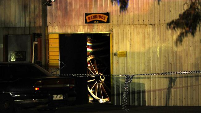 The scene of the shooting at the Bandidos headquarters. Picture: Mike Keating