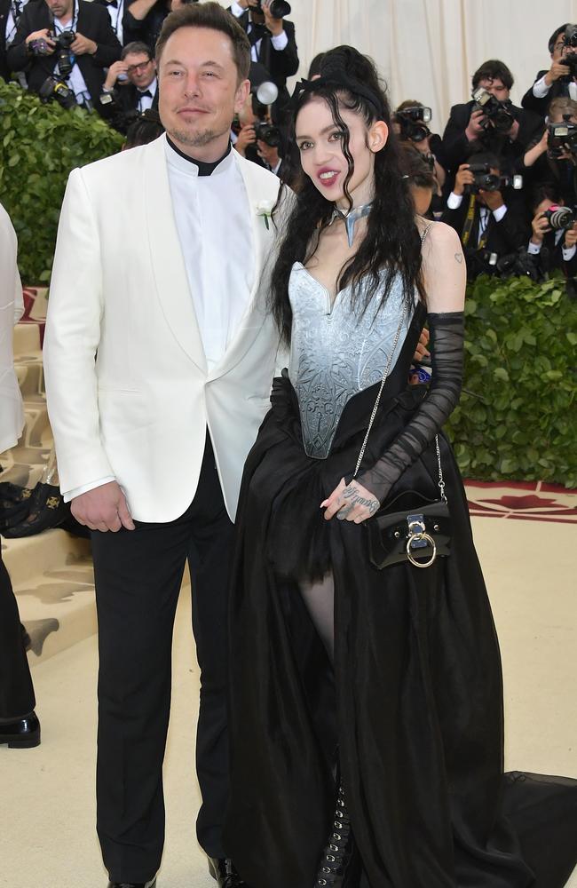 Elon Musk and Grimes at the Met Gala in 2018. Picture: Getty Images.