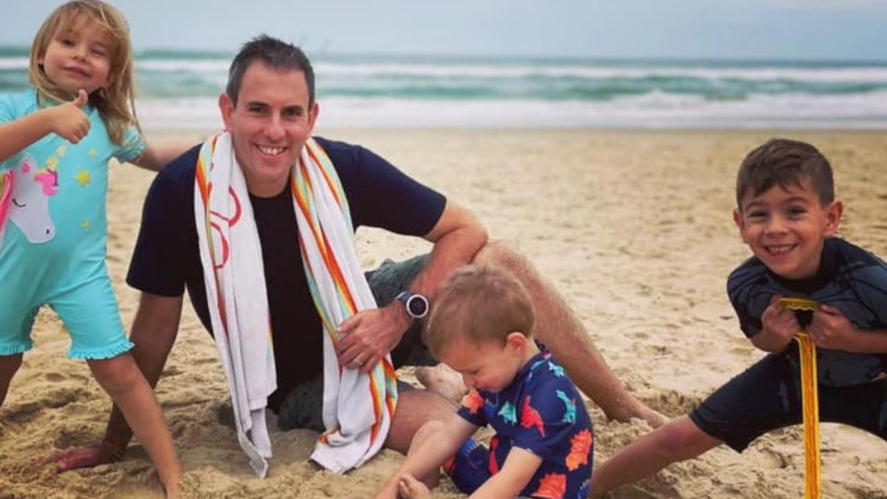 Jim Chalmers and his three children. Picture: Facebook / Jim Chalmers MP