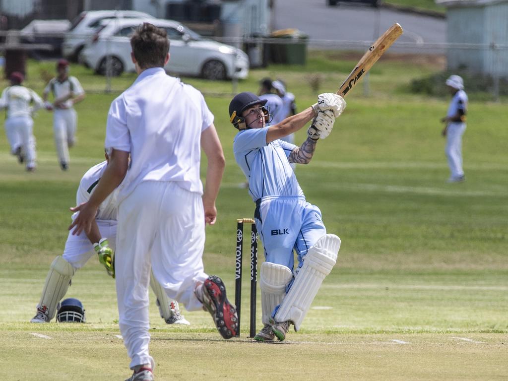 Brandon Walker bats for Toowoomba. Mitchell Shield cricket, Toowoomba Reps vs Stanthorpe. Sunday. 17th Jan 2021