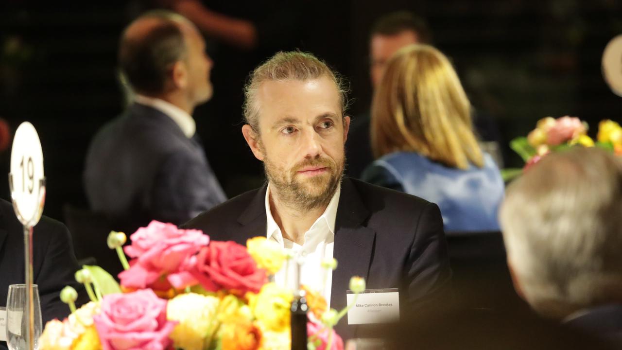 Mike Cannon-Brookes, Atlassian CEO, at the Business Council of Australia’s 2024 Annual Dinner in Sydney. Picture: NewsWire / Christian Gilles