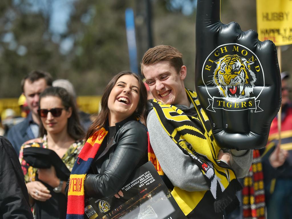 Girlfriend and boyfriend Jess, 18, and Jordan, 19, at the MCG. Picture: Jason Edwards