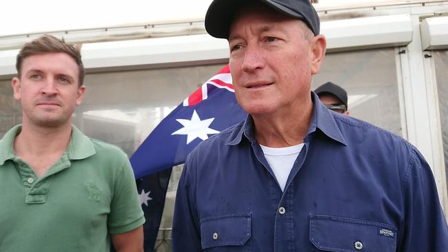 Senator Fraser Anning at the protest. Picture: Kenji Wardenclyffe/Wardenclyffe Photography/AAP