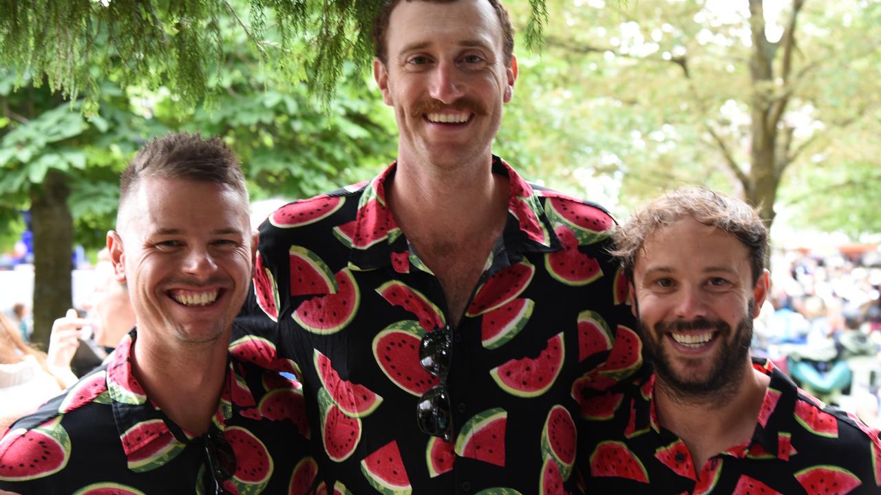 Matt Dingjan, Jack Venn and Toby Mathew at Day 2 of Launceston's Festivale 2023. Picture: Alex Treacy