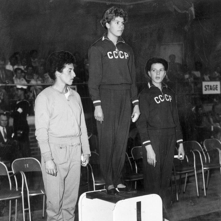 Agnes Keleti at the Melbourne Olympics in 1956.