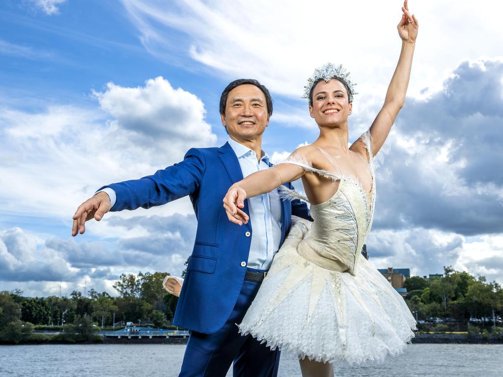 Queensland Ballet's artistic director Li Cunxin with Yanela Pinera in 2021. Picture: Richard Walker