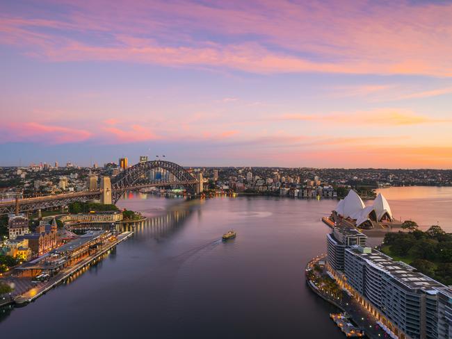 An aerial view of the Sydney Harbour and Circular Quay, where parts of the Sydney Solstice will take place. Picture: DNSW