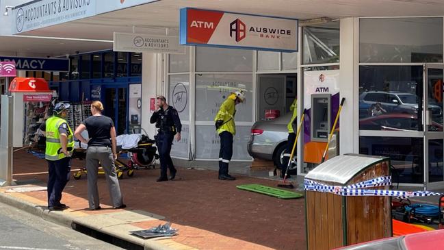 A car crashed into a shopfront on Yeppoon's main street on Wednesday, December 21, 2022.