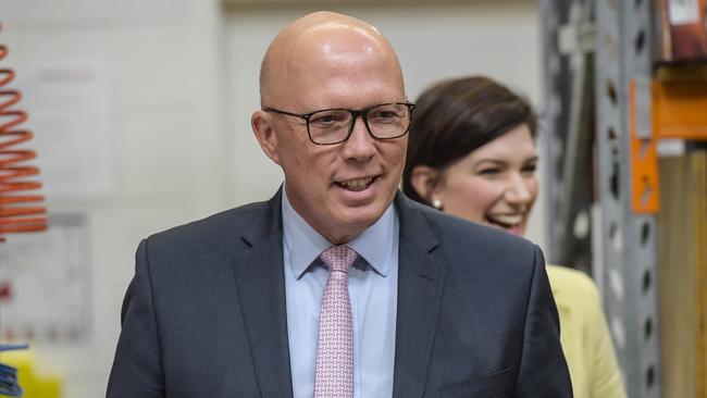 Peter Dutton’s pitch has similarities with Donald Trump’s ‘Make America Great Again’ slogan. Picture: NewsWire / Roy VanDerVegt